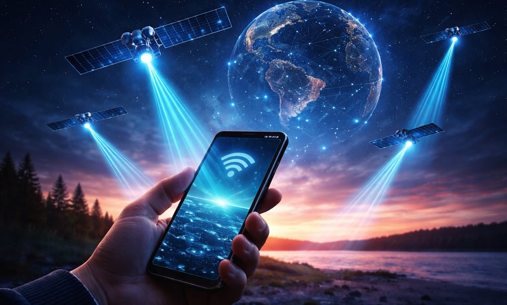 Futuro conectado sob o céu estrelado