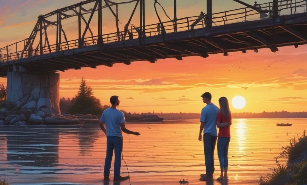 Couple rebuilding trust after affair with therapist guidance on symbolic bridge sketch