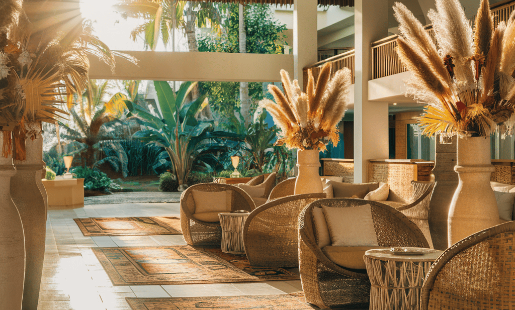 réception hotel entrée fleurs