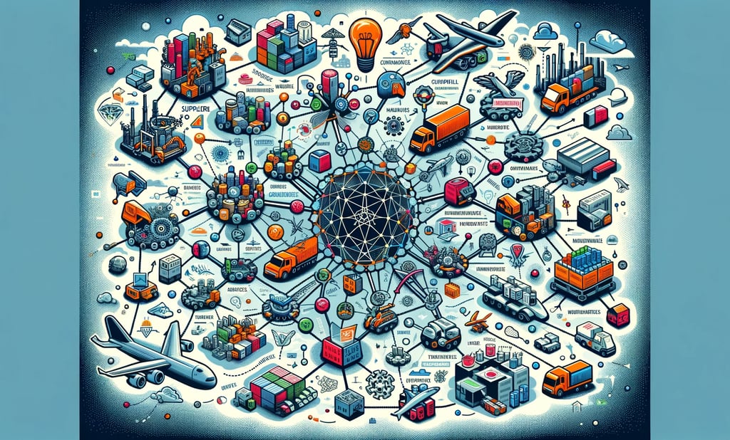 a poster of a supply chain network