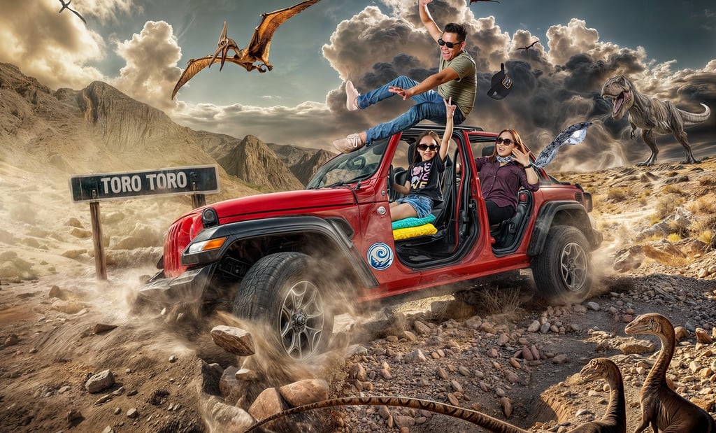 foto creativa de una familia disfrutando sus vacaciones en Toro Toro - cochabamba - Bolivia 