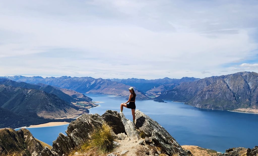 El lago Hawea en el trekking a Isthmus Peak