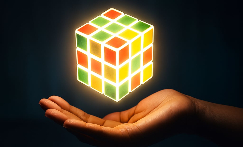 a person holding a rubik cube in their hands