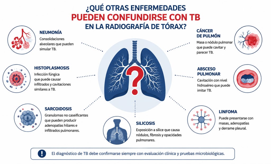 principales enfermedades que pueden producir hallazgos radiológicos similares a la tuberculosis