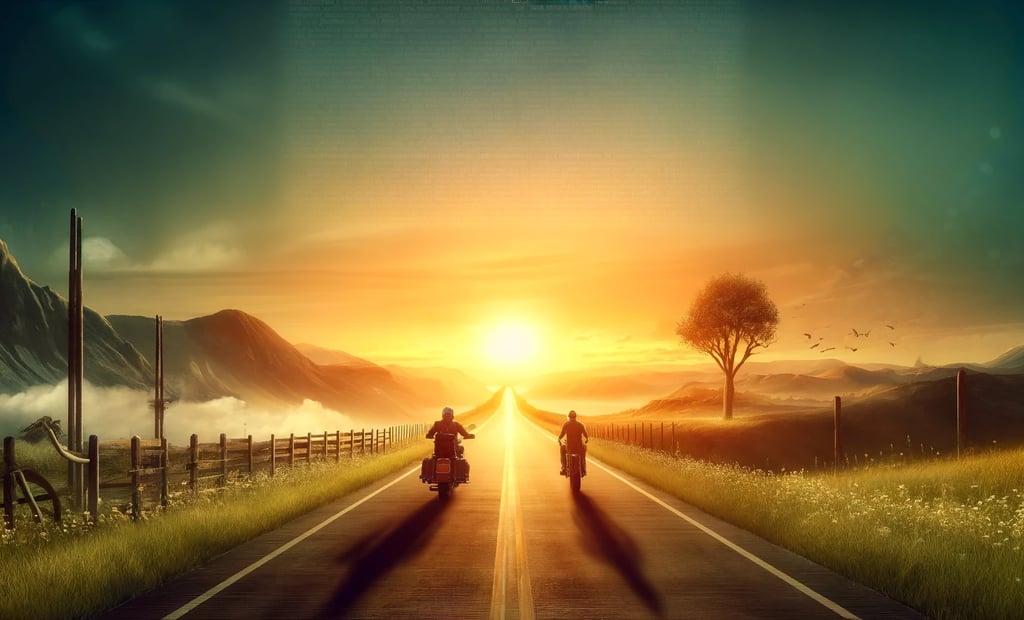 a man riding a motorcycle down a road