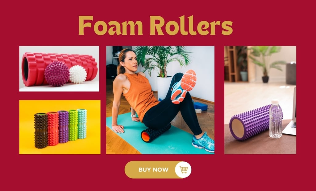 a woman in a yellow shirt and black pants with foam rollers