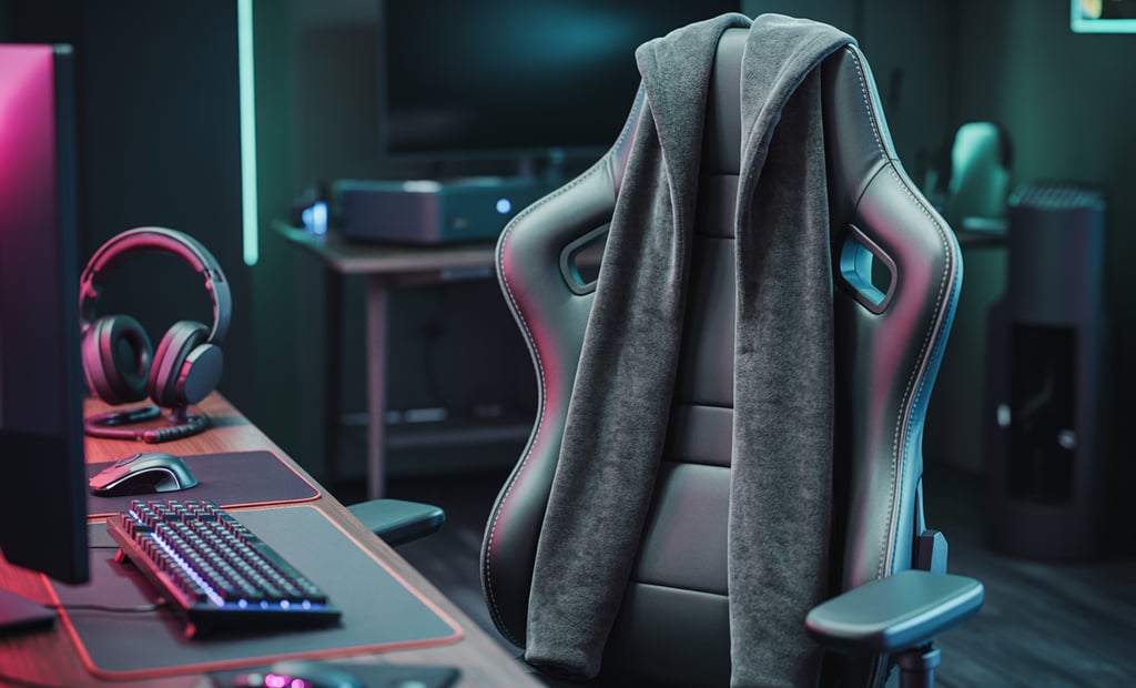 a chair with a blanket draped over it