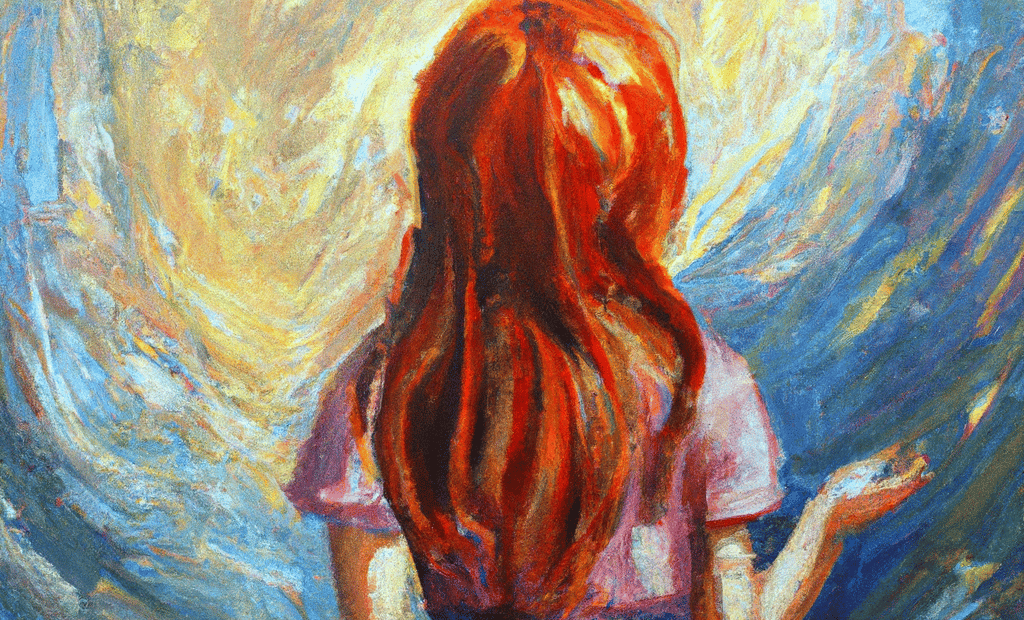 a painting of a woman in a pink dress