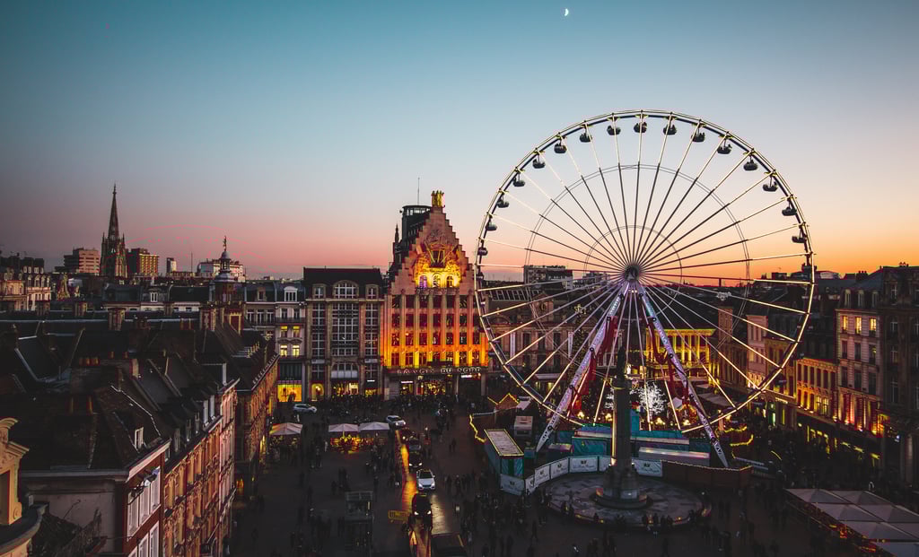 Photo grand place lille de nuit
