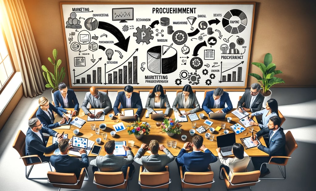 a group of business people sitting around a table