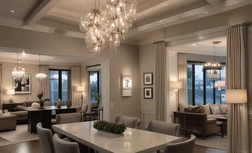 Modern pendant lamp with orange and green accents