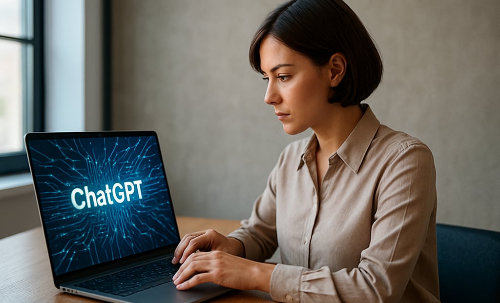 Marketer using laptop with AI marketing data.