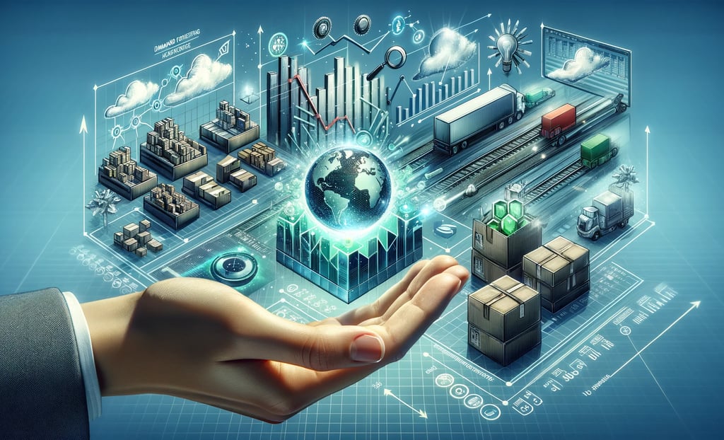 a person holding a globe with logistics symbols