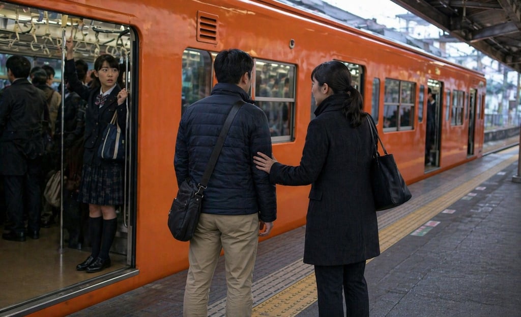 電車ホームで私服警官に呼び止められている男性のイメージ画像|堺市のニュースならサカイタイムズ