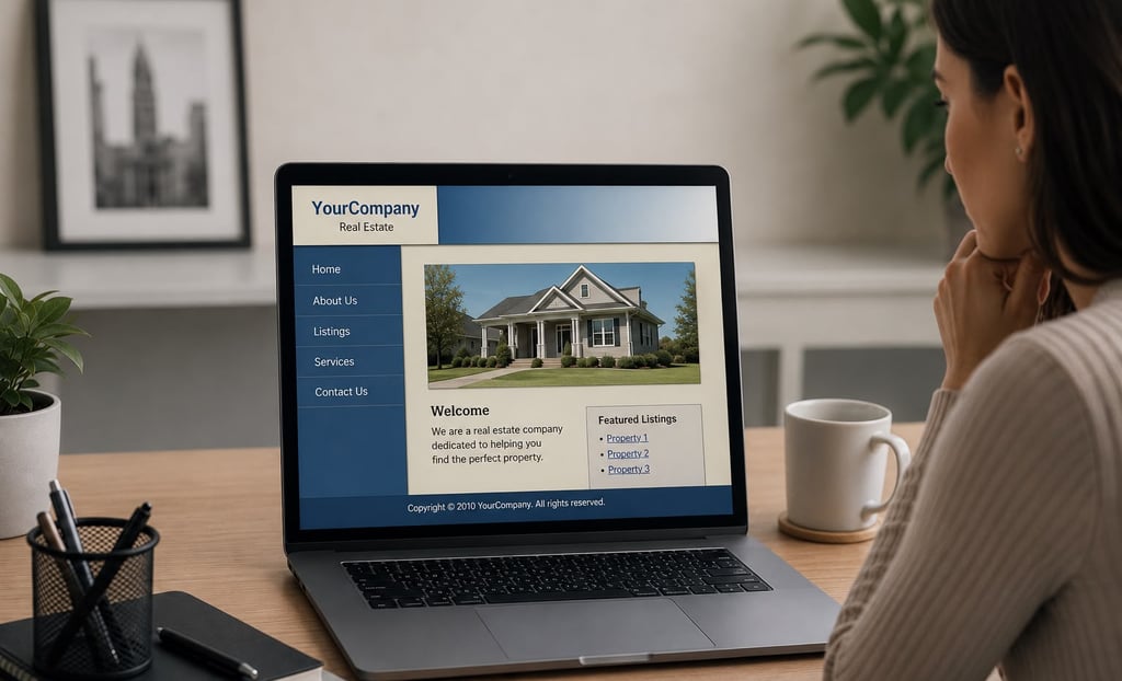 Business owner reviewing an outdated website design