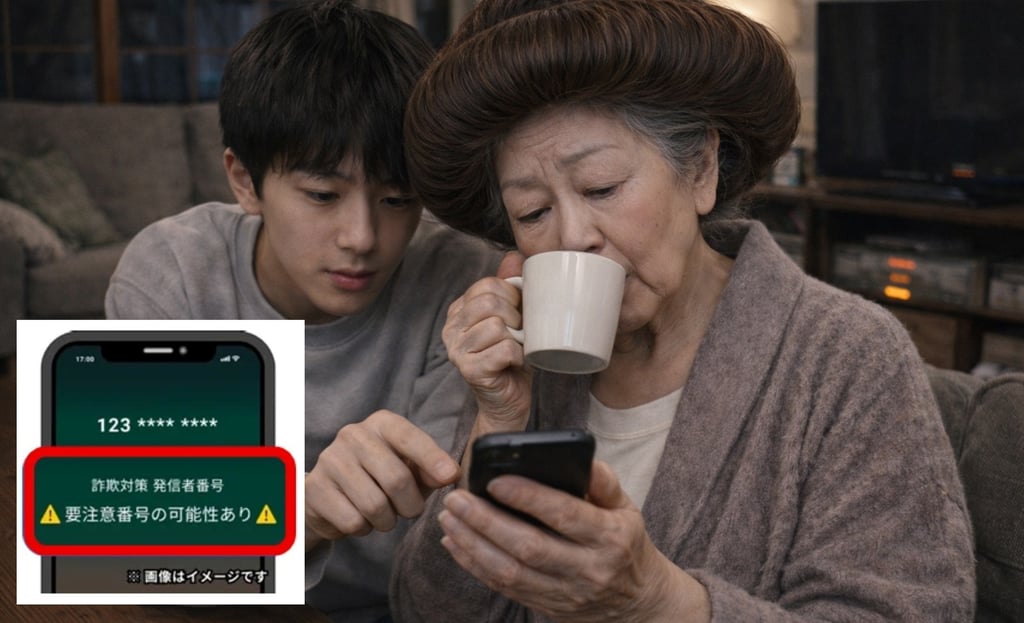 特殊詐欺対策アプリをインストールしてもらっている高齢者のイメージ画像｜堺市のニュースならサカイタイムズ