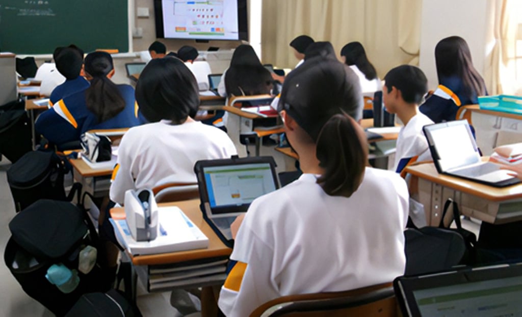 生徒が『あすけん学校教育向け』を使い授業を受けている様子｜堺市のニュースならサカイタイムズ