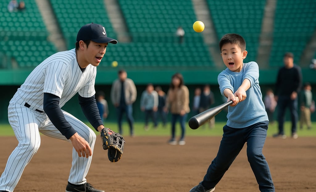 プロ野球選手が小学生にバッティングを指導しているイメージ画像｜堺市のイベント情報ならサカイタイムズ