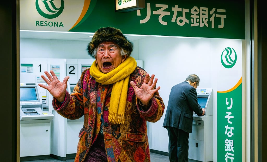 りそな銀行ATMで引き出し限度額を知らずにうろたえている高齢者のイメージ画像｜堺市のニュースならサカイタイムズ