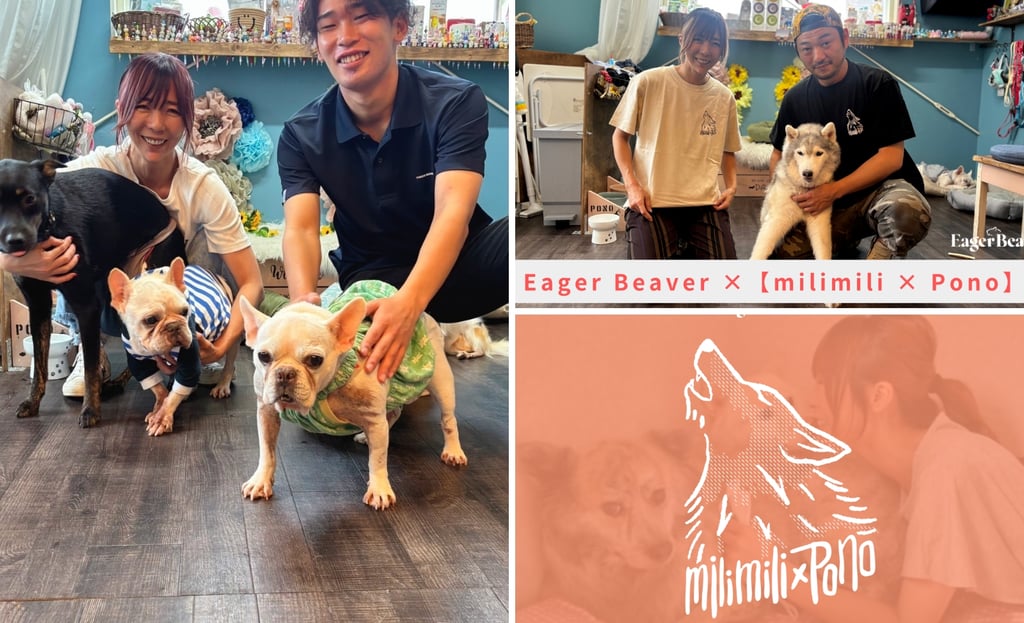 EagerBeaverと堺市の動物保護団体milimili×Ponoのコラボ風景 犬たちとスタッフの写真｜堺市のニュースならサカイタイムズ