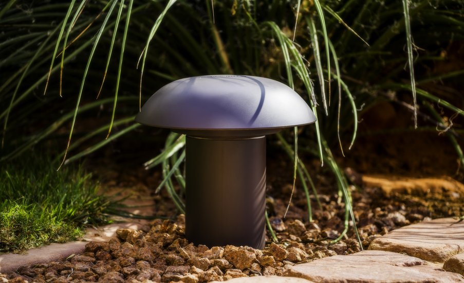 Outdoor speaker installed in the landscape garden