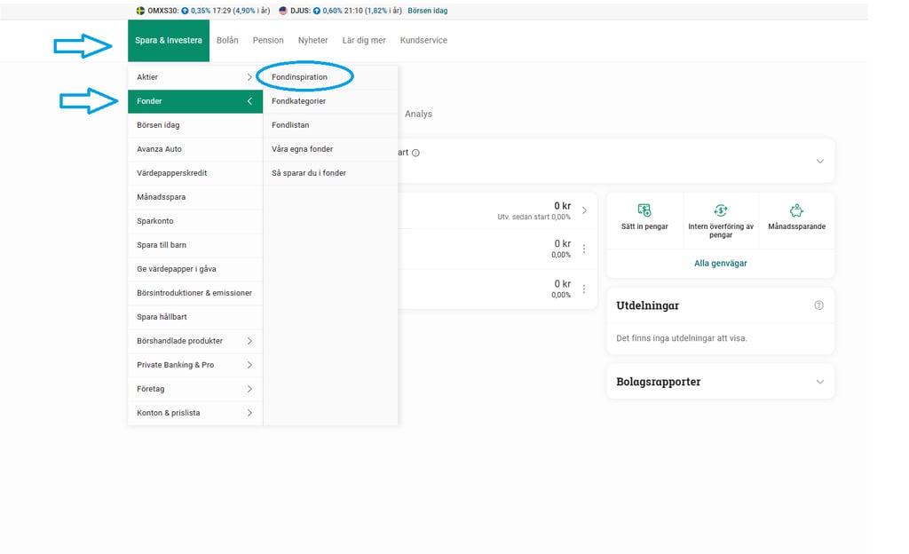 Avanza hur man hittar fonder