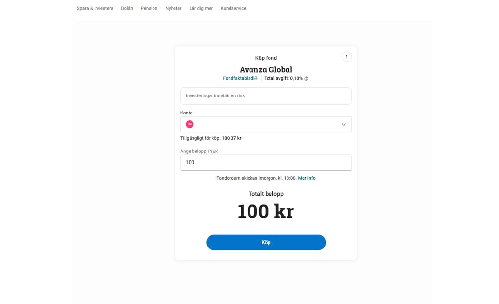 Ăversikt avanza interface hur man köper avanza global i sin ISK