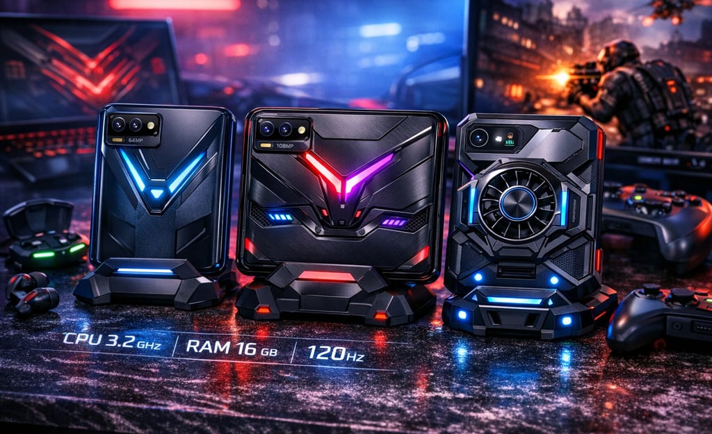 Smartphones gamers de alto desempenho com iluminação RGB, ventoinhas de resfriamento e especificaçõe