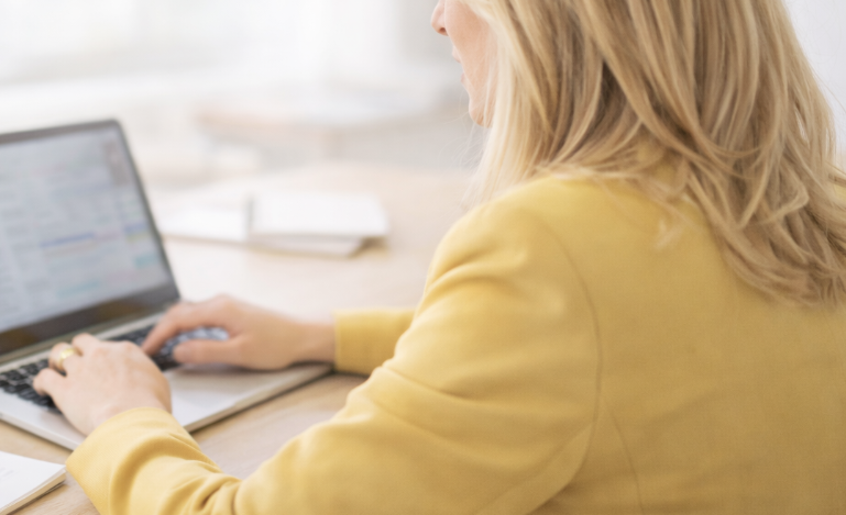 Person looking at laptop