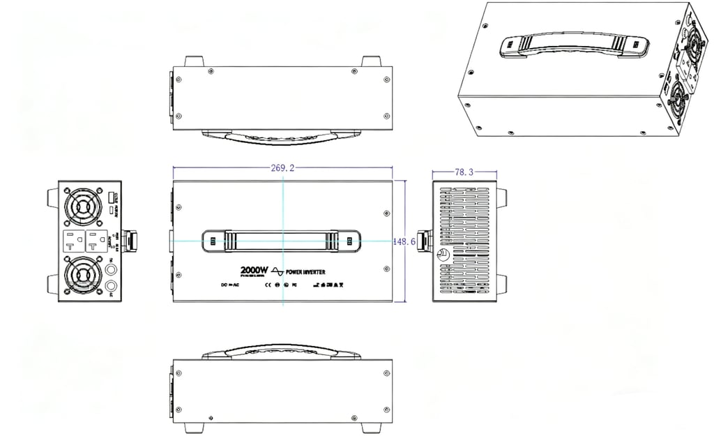 The 2000W 48V to 110V portable pure sine wave inverter is a high-efficiency power conversion device 