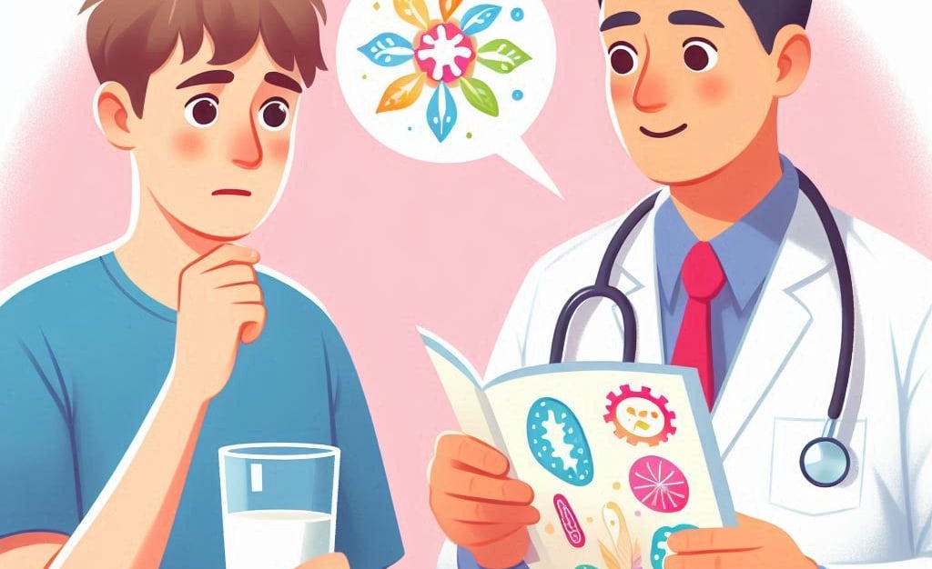 un homme consulte un médecin au sujet de l'intolérance au lactose
