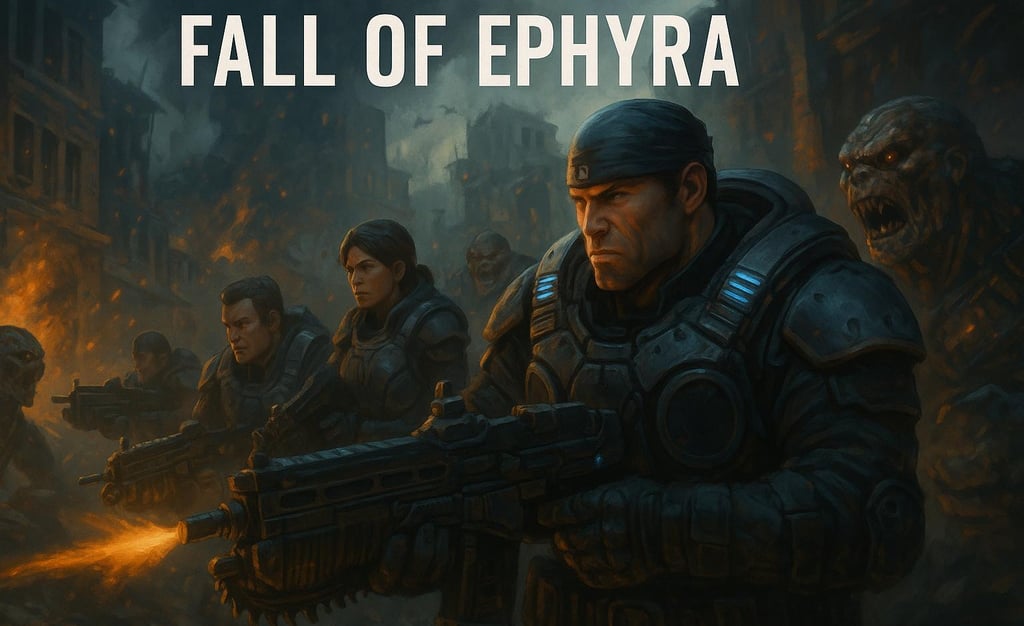 Soldados em combate nas ruínas de Ephyra, batalha intensa.