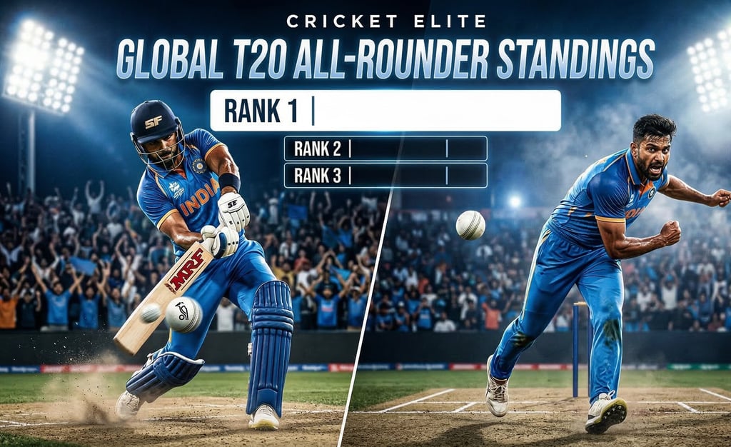 Sikandar Raza tops ICC Men's T20I All-Rounder rankings. Hardik Pandya at #2