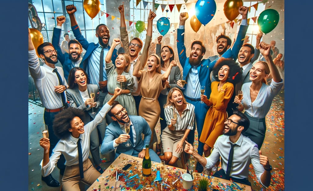 a group of people celebrating