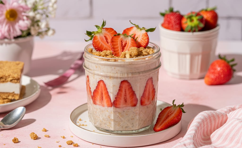 a dessert with strawberries and strawberries in a jar