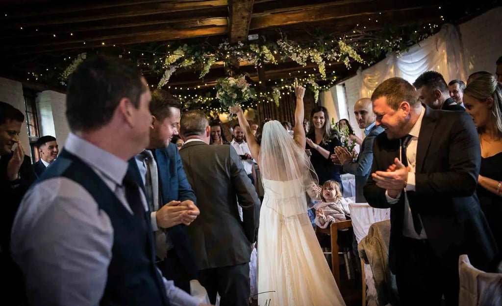 a bride and groom are celebrating their wedding day