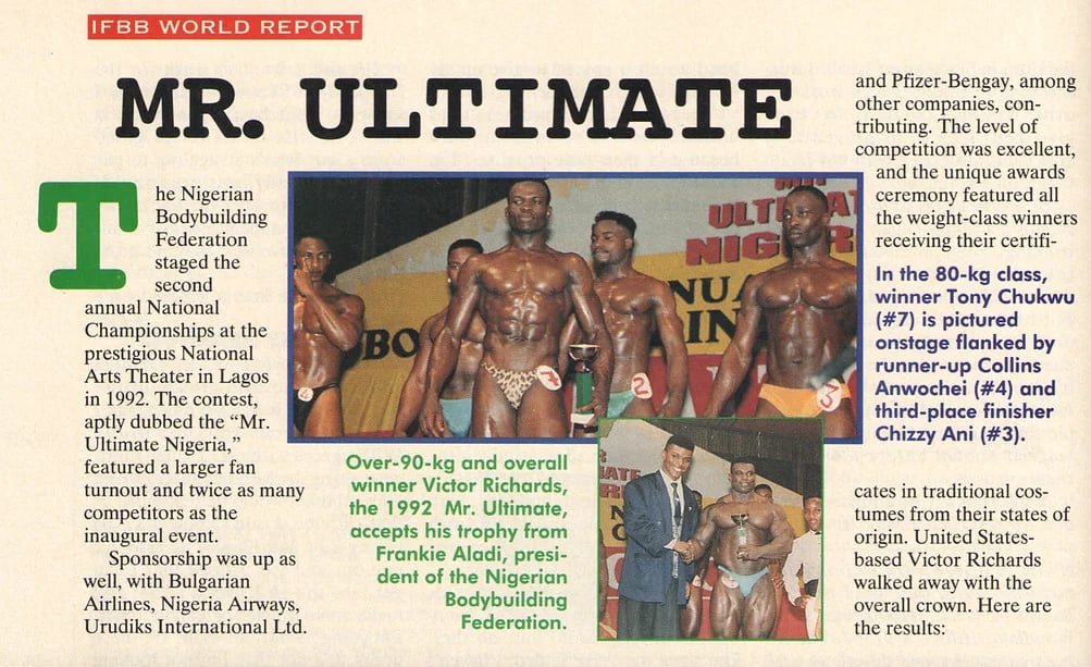 The 1992 Nigerian championships were won by Victor Richards
