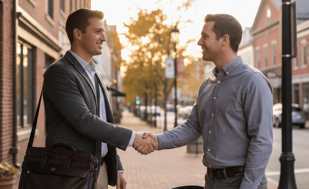 Mobile notary meeting a client in Winchester Massachusetts