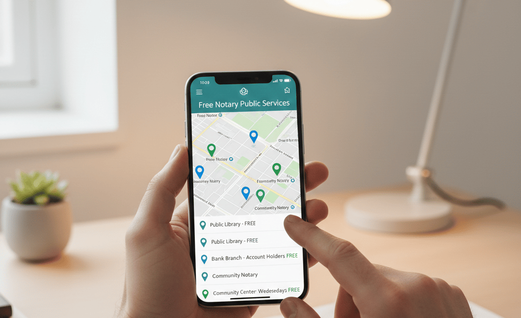 person searching for free notary service in local area
