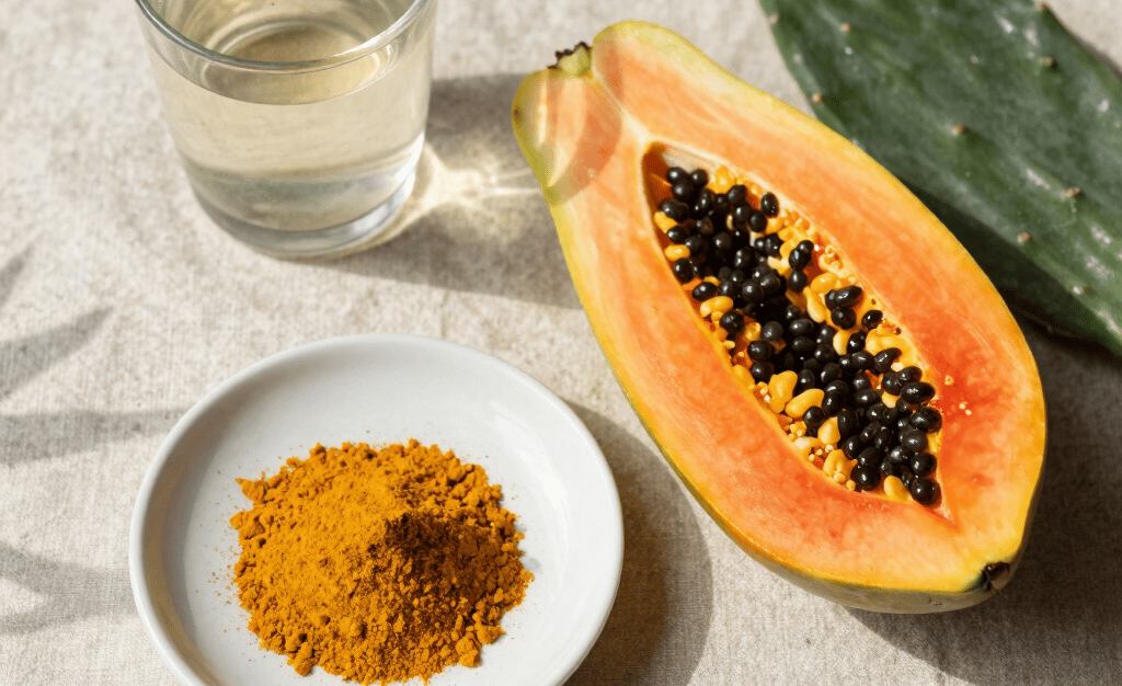 Natural tropical fruit enzymes and ginger mix to flush visceral belly fat