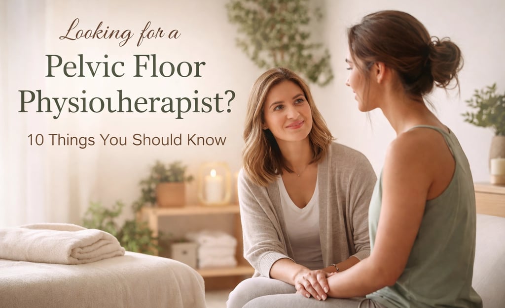 a woman sitting on a bed with a woman in a gray sweater