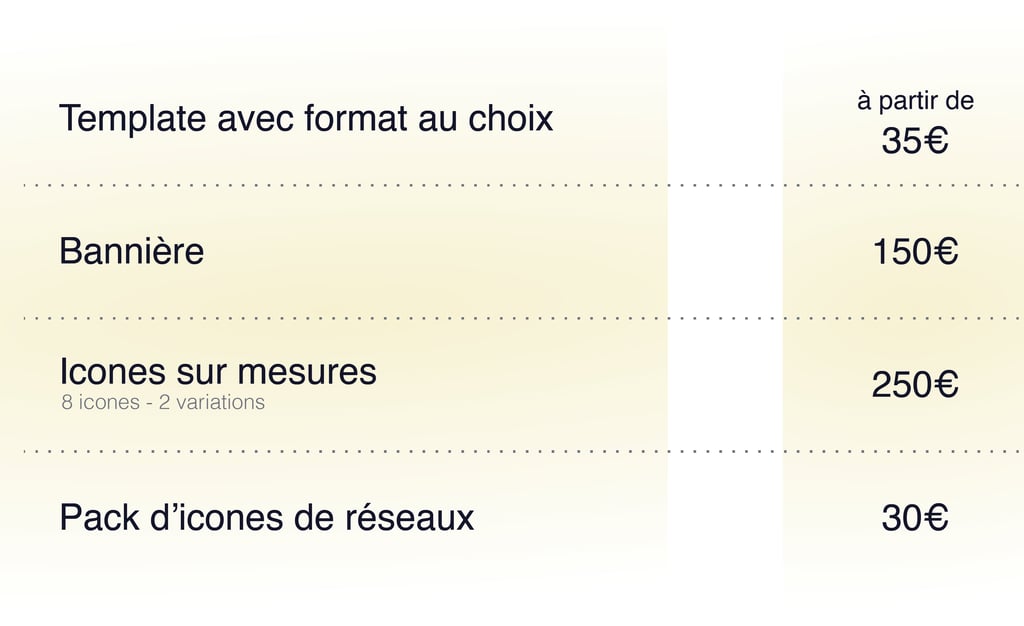 Planches de services - Tarifs service seul