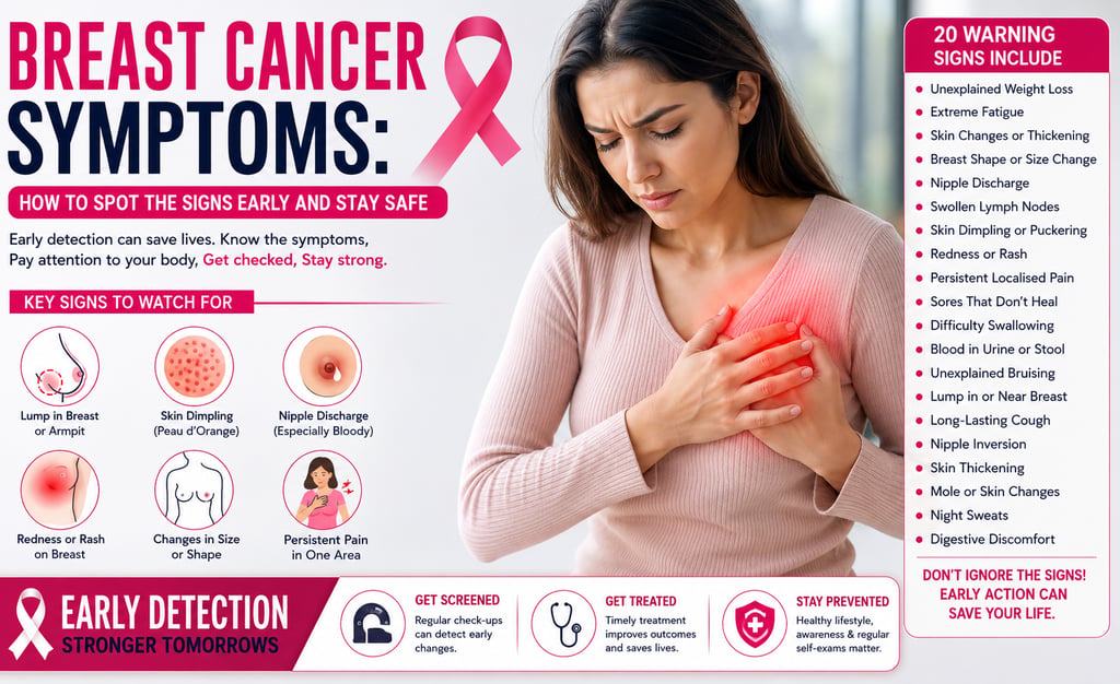 Breast cancer symptoms and its early signs