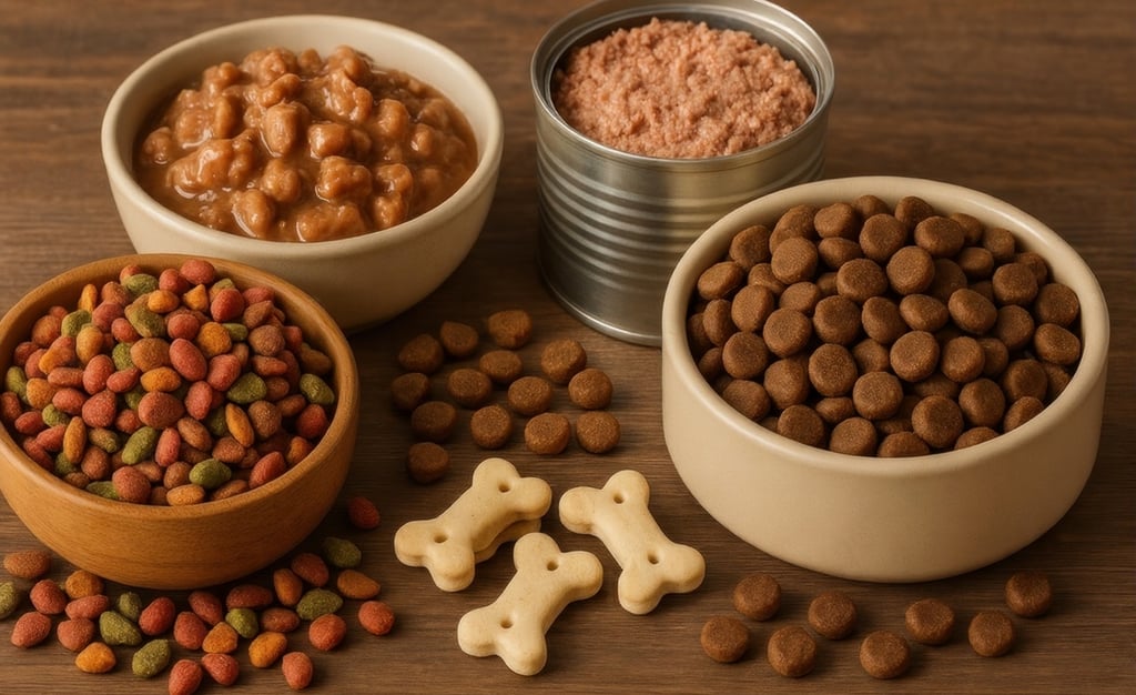 Vergelijkingstabel natvoer vs droogvoer voor honden en katten met voerbakken