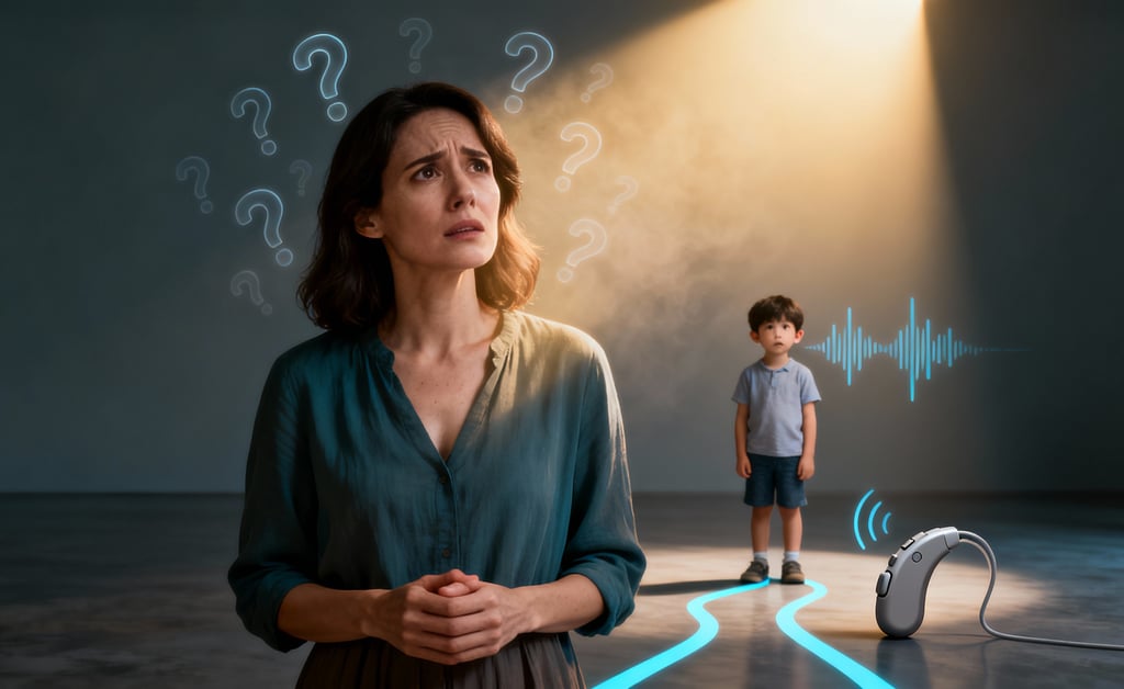 Mãe preocupada com criança: autismo vs perda auditiva - erro de diagnóstico frequente em crianças