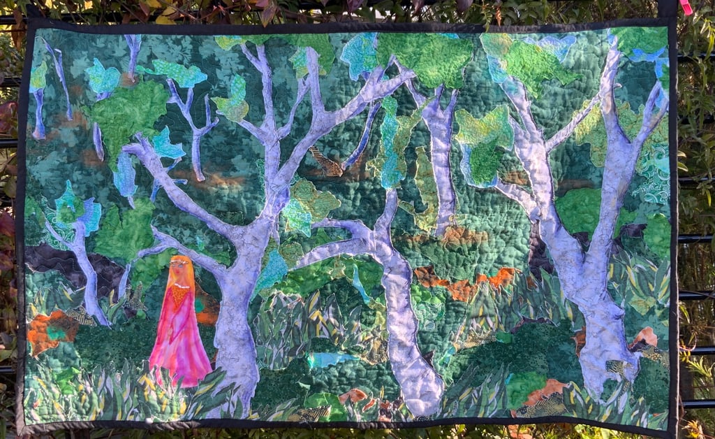 Quilt, art quilt, forest