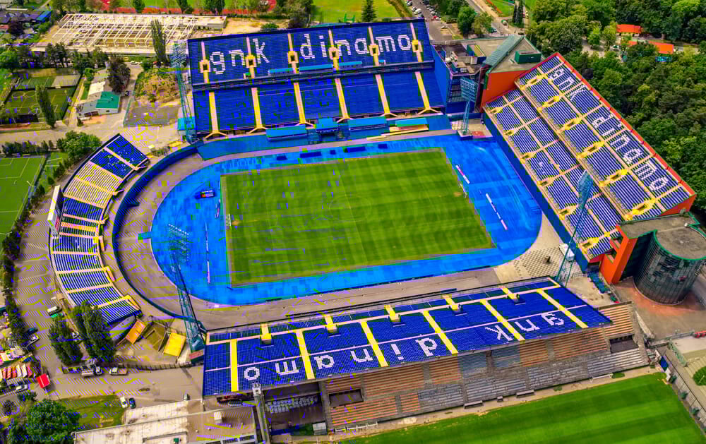 Maksimir-Stadion in Zagreb aus der Luft – Heimstätte von Dinamo Zagreb und Highlight jeder Fußballreise