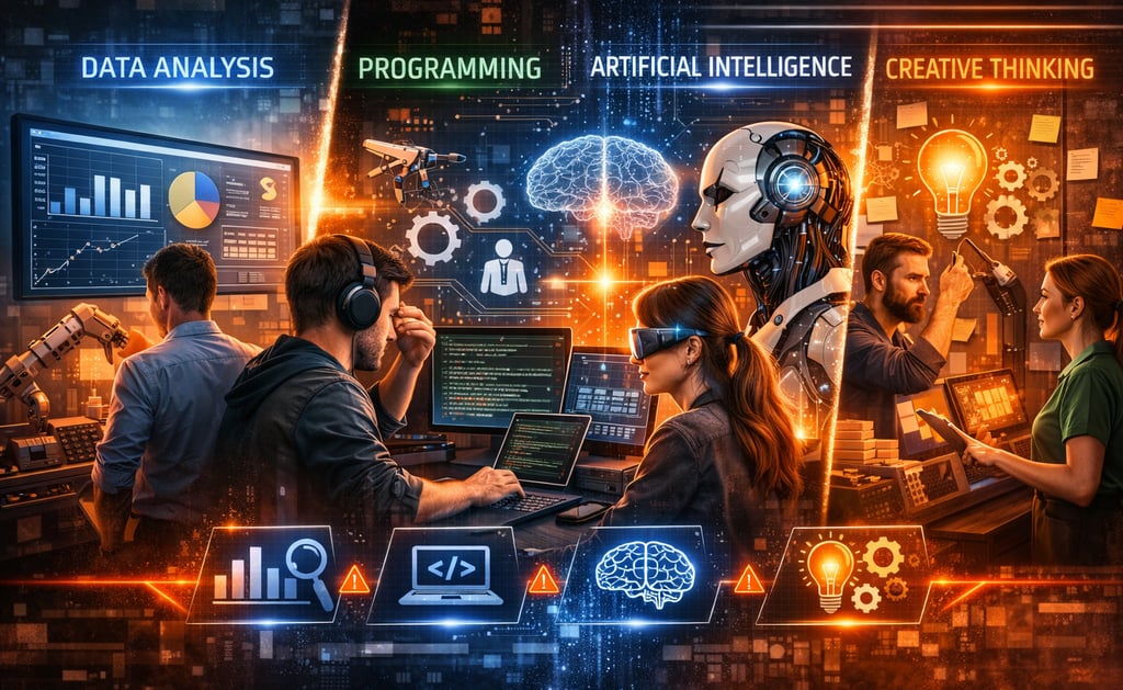 Um espaço de trabalho digital futurista com profissionais envolvidos 