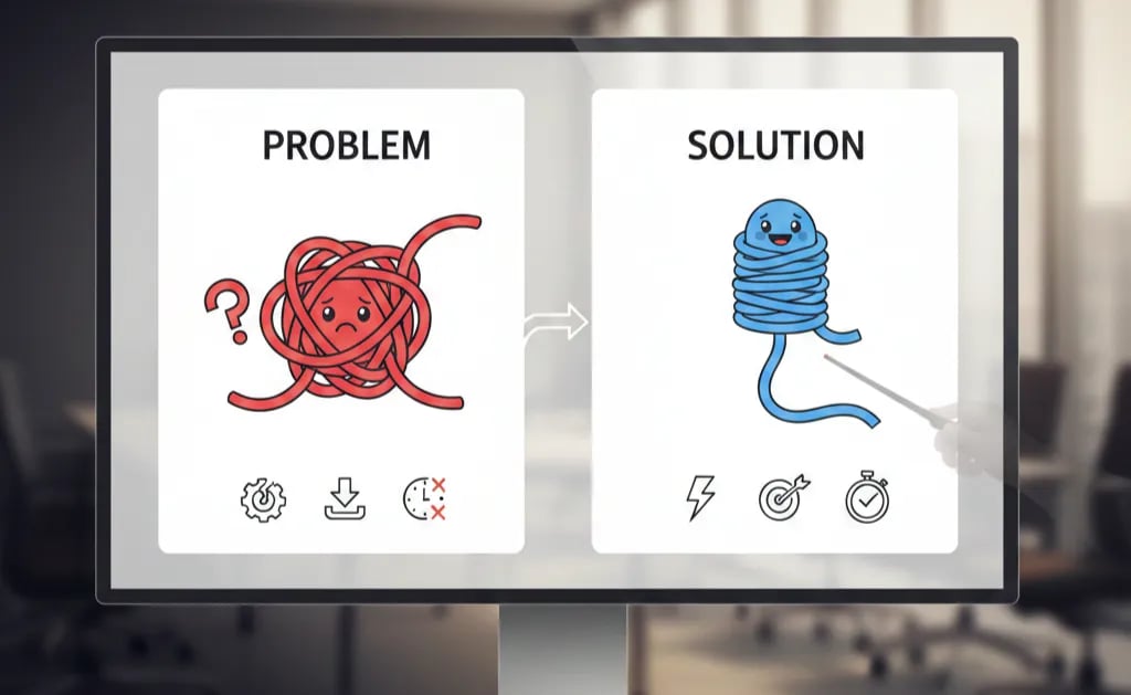 Visualizing Problem-Solution Alignment: Pitch Decks Without Text Walls