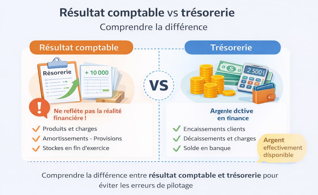 Différence entre résultat comptable et trésorerie pour une entreprise
